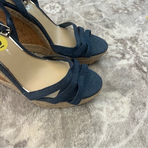 Jessica Simpson Cork Denim Wedge Heel Sandals Shoes size 9 - Picture 10 of 10